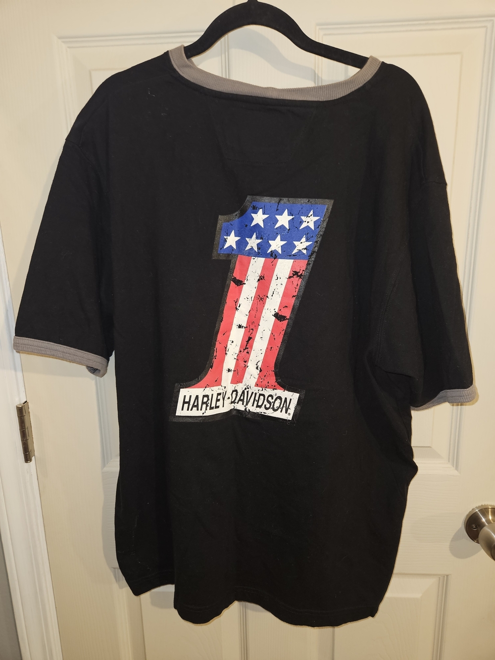 Harley-Davidson Black Tee with American Flag Number 1 Graphic